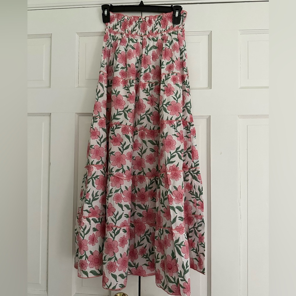 Pink City Prints Floral Tiered Maxi Skirt size XS/S